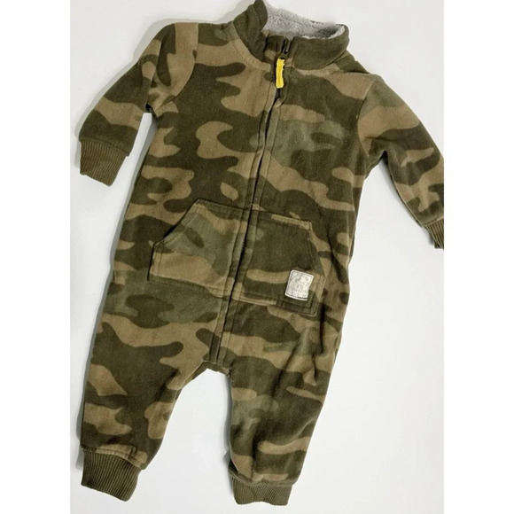 Carters • Green Camo Fleece Jumper Sleeper Overall - Picture 1 of 4